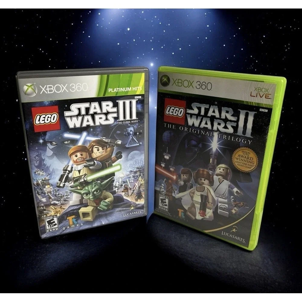 LEGO Star Wars II 2 III 3 Trilogy Clone War Xbox 360 Complete Video Game Bundle